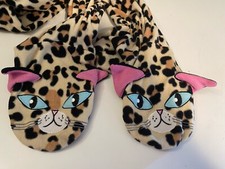 Nick  Nora Pajamas Adult One Piece Footed Cat Leopard Print Sleepwear Sz S