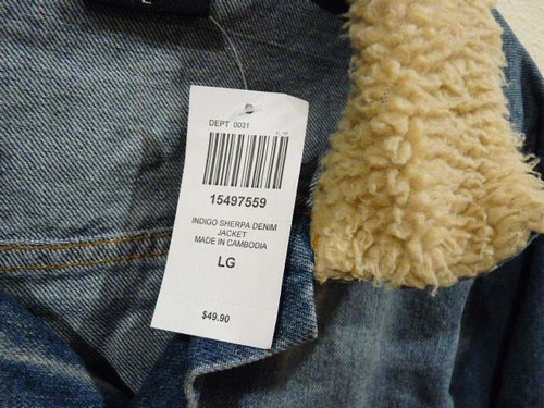 Hot Topic Original Deluxe Jean Sherpa Collar Denim Trucker Jacket Men's L NWT - Picture 2 of 4