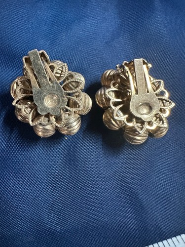 Vintage Clip On Strass Ohrringe Cluster unsigniert - Bild 3 von 3