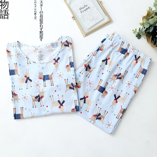 Women's Cute Pajama Set Short Sleeve Top Pants Crew Neck Soft Comfy 2 Piece Pjs - Picture 27 of 33