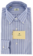 Luigi Borrelli Light Blue Striped Shirt - Extra Slim- EV161RPHP2