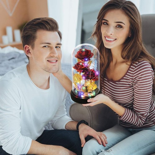 Birthday Gifts for Women, Beauty and The Beast Rose 24K Red Rose in Glass Dom... - Bild 4 von 9