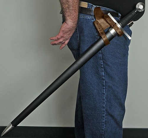Sword Frog | Brown Leather Sword/Dagger Belt Holster Costume Prop - Picture 3 of 5