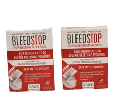 2Boxes BleedStop for Minor Cuts to Severe Bleeding Wounds 3 Pks/Box, Exp 8/2028