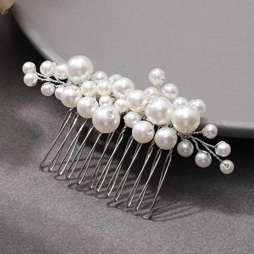 Bride Wedding Hair Comb Rhinestones Crystal Pearl Bridal Hair Clips Accessories - Picture 9 of 12