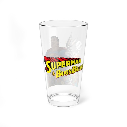 Superman & Bugs Bunny Pint Glass, 16oz - DC Comics & Looney Tunes - 1990s Mini - Picture 3 of 5
