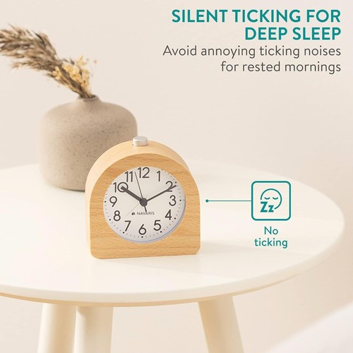Stylish Battery-Operated Wooden Clock with Snooze and Light – Half-Round Design - Picture 6 of 10