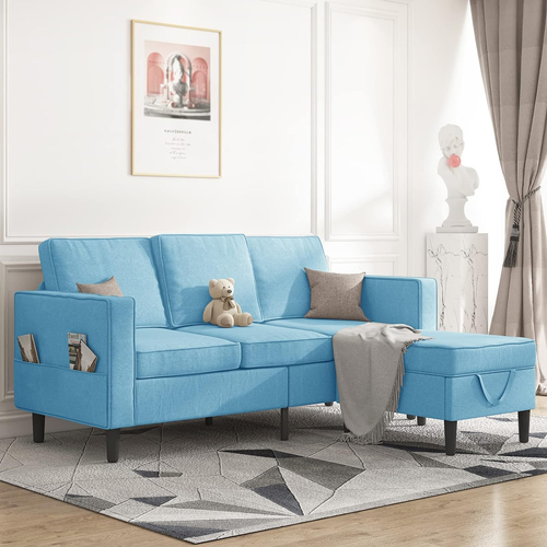 Convertible Sectional Sofa Couch, 3-Seat L-Shaped Sofa with Storage Ottoman, Woo - Picture 7 of 7