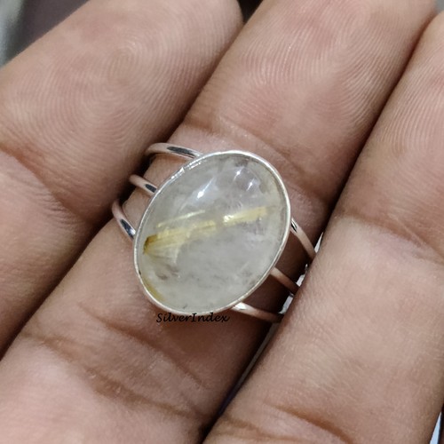 Goldener Rutil Handarbeit Designer Ring 925 Silber Geschenk für Liebe alle Größen Ring - Bild 5 von 5