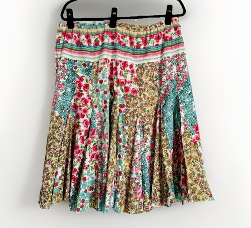 Phool Women Boho Floral Patchwork A-Line Skirt Size L Cottagecore Spring Summer - Picture 8 of 9