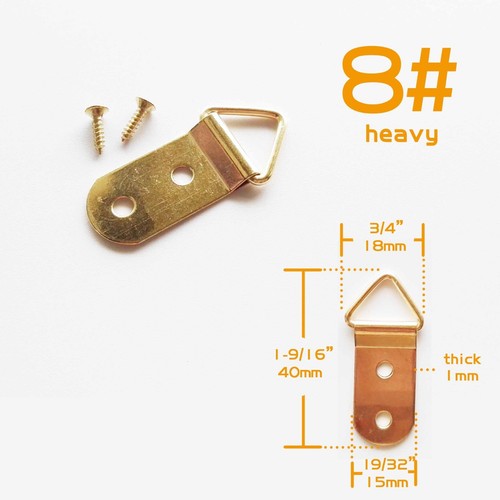 25/100pcsTriangle D-Ring Picture Photo Oil Painting Frame Wall Hook Hanger Screw - Picture 9 of 13