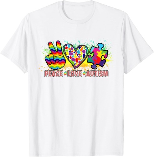 Peace Love Autism Mom Dad Kids Women Autism Awareness T-Shirt Hoodie - Picture 7 of 11