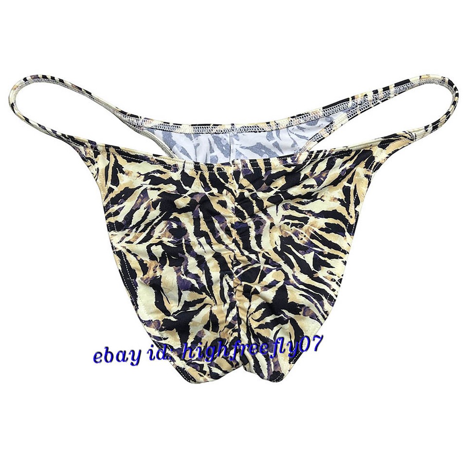 Mens Leopard Bikini Briefs Underwear Male Pucker Brazilian Bikinis