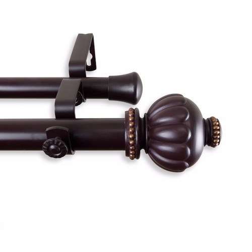 Mae 1" Double Curtain Rod Adjustable Drapery Rod 28-240" (5 sizes, 4 colors) - Picture 5 of 5