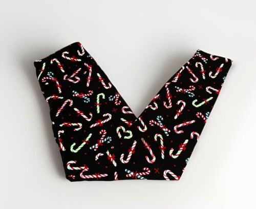 NEW No Boundaries CANDY CANES Women's Black Holiday Leggings Size LG (12-14) - Picture 2 of 12