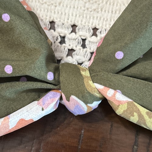 NUEVO SIN ETIQUETAS Seafolly Australia Triángulo Bikini Swim Top US 6 AUS 10 Floral Nudo Oliva - Imagen 10 de 10