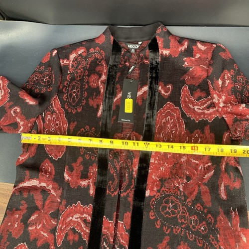 Misook Black Red Paisley Graphic Pattern Duster Blazer NWT $408 MSRP Size M. F9 - Picture 11 of 16