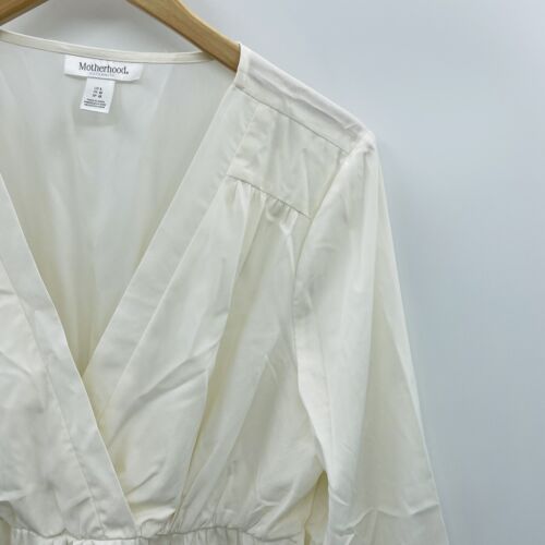 Motherhood Maternity Womens Size Large 3/4 Sleeve Faux Wrap Blouse Ivory 141 - Picture 2 of 5