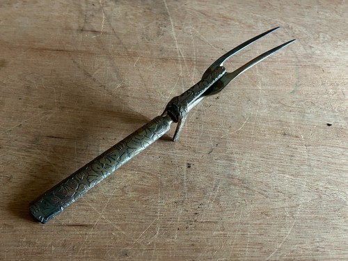 Set forchetta coltello intaglio posate Rogers Hartford Conn manico inciso placcato argento - Foto 14 di 24