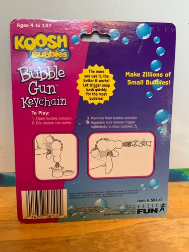 Koosh Bubble Gun Keychain 1999 Basic Fun Key Ring #581-0 New - Picture 4 of 6