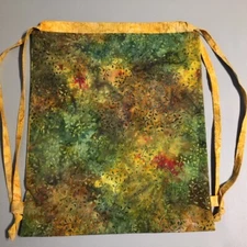 Indonesian Batik Scroll Drawstring Cinch Bag Backpack * 100% Cotton Handcrafted