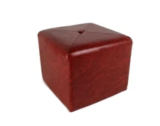 Retro Patchwork Footstool Stool Red Faux Leather  Pouf Cut and Sew Ottoman Seat 