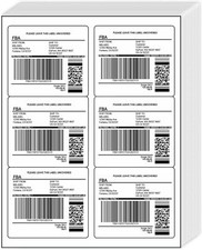 Self-Adhesive Shipping Labels 6 per Sheet 3 1/3  x 4  Laser/Inkjet Printable US