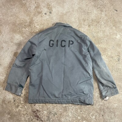 #ad Vintage 70s Prison Jacket Medium Thrashed Distressed Grey Quilt Lined Chore Coat $150.00