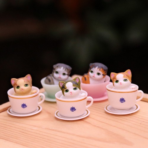 8 lindas tazas de té gatos, mini estatuas de gatos, regalos navideños, decoraciones, adornos - Imagen 2 de 14