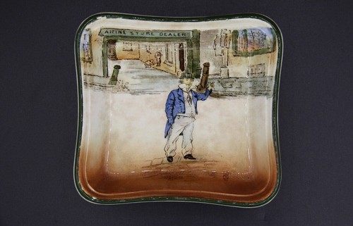 1908 Antique ROYAL DOULTON Dickens Ware Cap'n Cuttle Square Dish Made in England