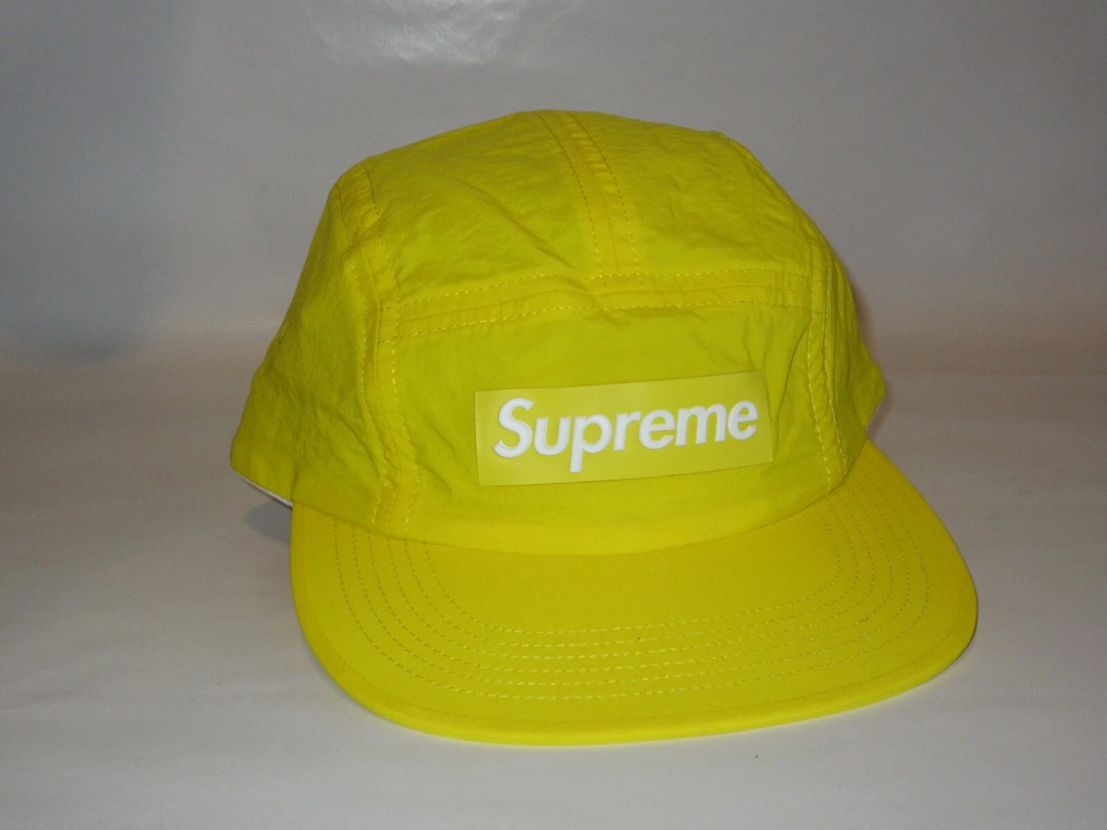 SUPREME New York logo surélevé patch casquette de camp JAUNE petit/moyen NEUF S/S 2018