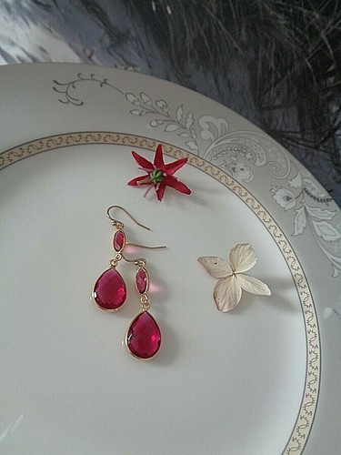 Gold Ohrringe mit Rubin, Gold Filled - Bild 6 von 9