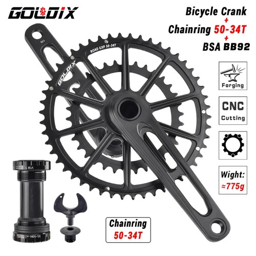 Road Bike Crankset 50-34/52-36/53-39T Double Chainring 165/170/172.5/175mm Crank - Picture 15 of 35