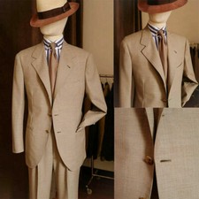 Causal Khaki Men Suits Notch Lapel Slim Fit Wedding Groom Prom Blazer Trousers