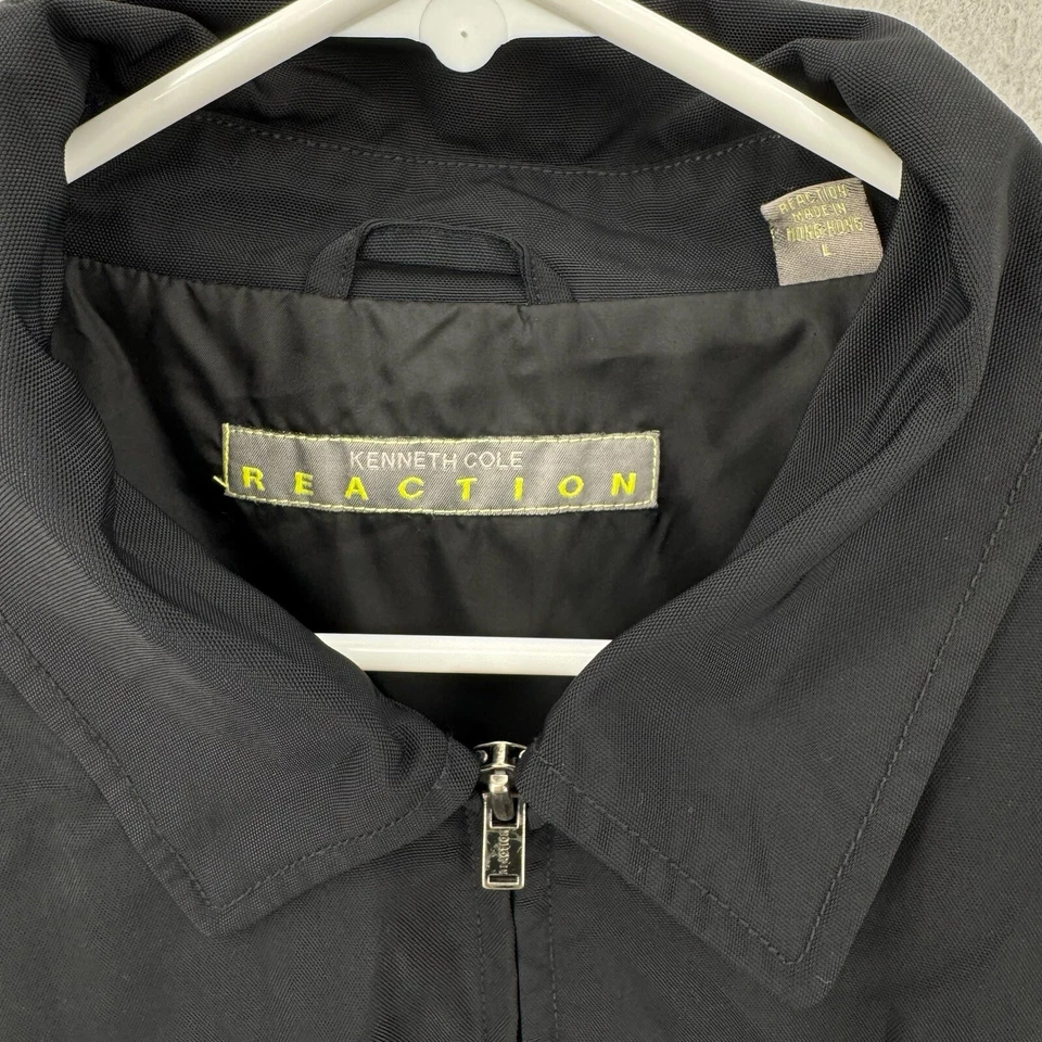 Kenneth Cole Jacket Mens Large Black Windbreaker Rain Zip Up Vented Golf Nylon - Image 3 of 4