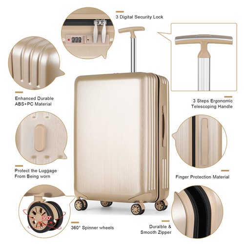 3 Piece Luggage Set Hard Shell Suitcase with Spinner Wheels TSA Lock 20" 24" 28" - Picture 3 of 23