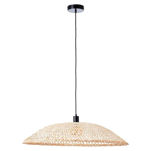 Pendelleuchte Jazz Bambus Schwarz matt rund Ø80cm max. 40W E27 Lampe kürzbar - Bild 3 von 8