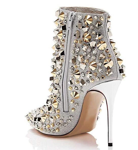 Womens Rhinestones Rivet Rivet Rivet Pointed Toe Leisure Ankle Boot High Heel Stud Club shoes 1ef7ca Womens Rhinestones Rivet Rivet Rivet Pointed Toe Leisure Ankle Boot High Heel Stud Club shoes 1ef7ca