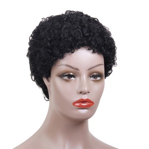 African American Wig Short Black Afro Curly Sponge Curls Human