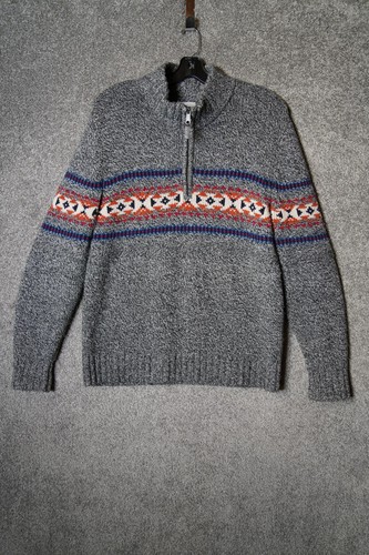 Jack Spade 1/4 Zip Sweater Mens L Mock Neck Lambswool Gray - Picture 1 of 6