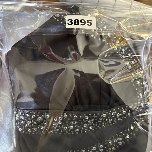 Xscape Joanna Chen Satin Beaded Sequin Gown Size 8 Gray Ombre Plunge Back - Picture 17 of 17