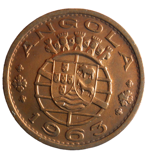 1963 ANGOLA ESCUDO - Exotic Colonial Coin - FREE SHIP - Angola Bin 999 - Afbeelding 1 van 2