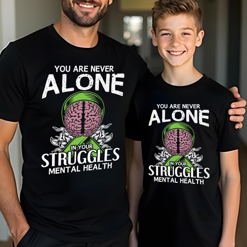 Mens Kids Brain Ribbon Mental Health Awareness T-Shirt Tee Anxiety Emotional#MHA - Picture 9 of 30