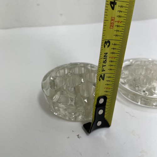 Lot Of 2 VINTAGE CLEAR GLASS FLOWER FROGS FLORAL ARRANGING HOLDERS 7/16 Holes - Picture 6 of 8