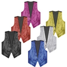 Mens Shiny Sequin Waistcoat Vest Sleeveless Button Down Jacket Tops Clubwear