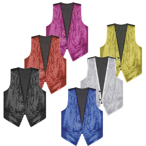Mens Shiny Sequin Waistcoat Vest Sleeveless V-Neck Party Jacket Vest Clubwear - Picture 2 of 62