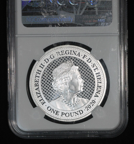 2020 St. Helena Silver 1 Pnd. - Peacock - NGC MS-69 TQ2088/JAH - Picture 3 of 3