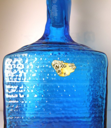 Blenko Rare Blue Textured Glass Decanter c.1960s - Bild 5 von 17