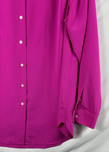 Lauren Ralph Lauren Tunic Top Blouse Womens PL Long Sleeve Buttons Hot Pink - Picture 4 of 12