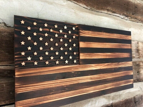 Solid Wooden American Flag, Charred Flag, Vintage Looking, Rustic, United States - Picture 3 of 9